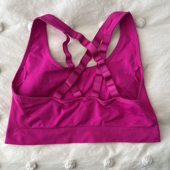 Puma Women's Seamless Sports Bra w/Strappy Racerback in Pink Size XL - Picture 2 of 3
